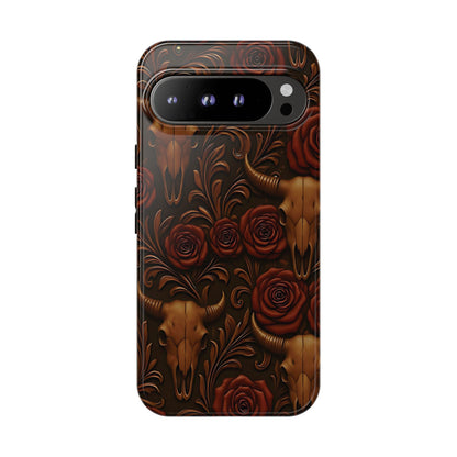 Bull Skull Cowgirl Rose Tough Phone Case