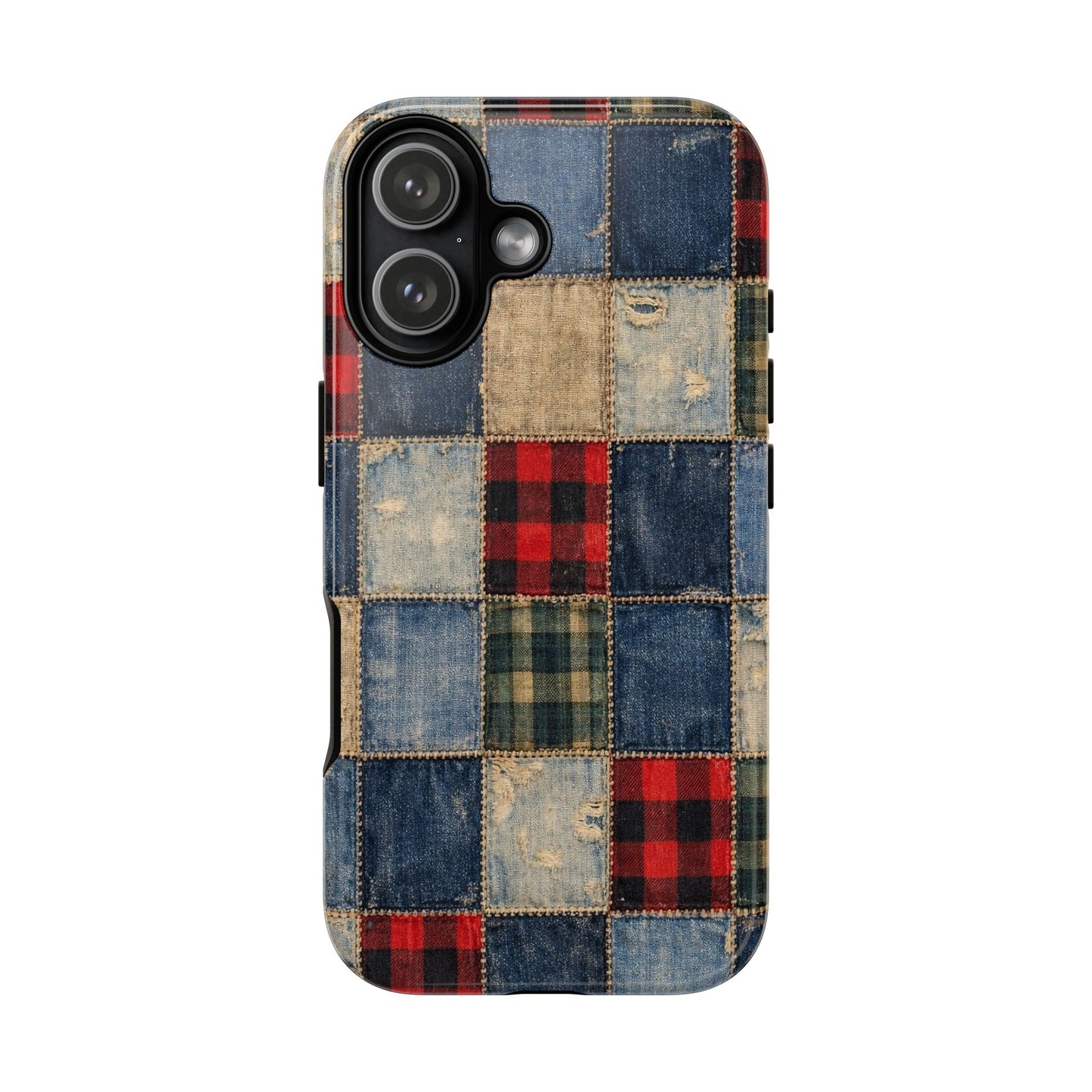 Denim Plaid Patchwork Tough Case