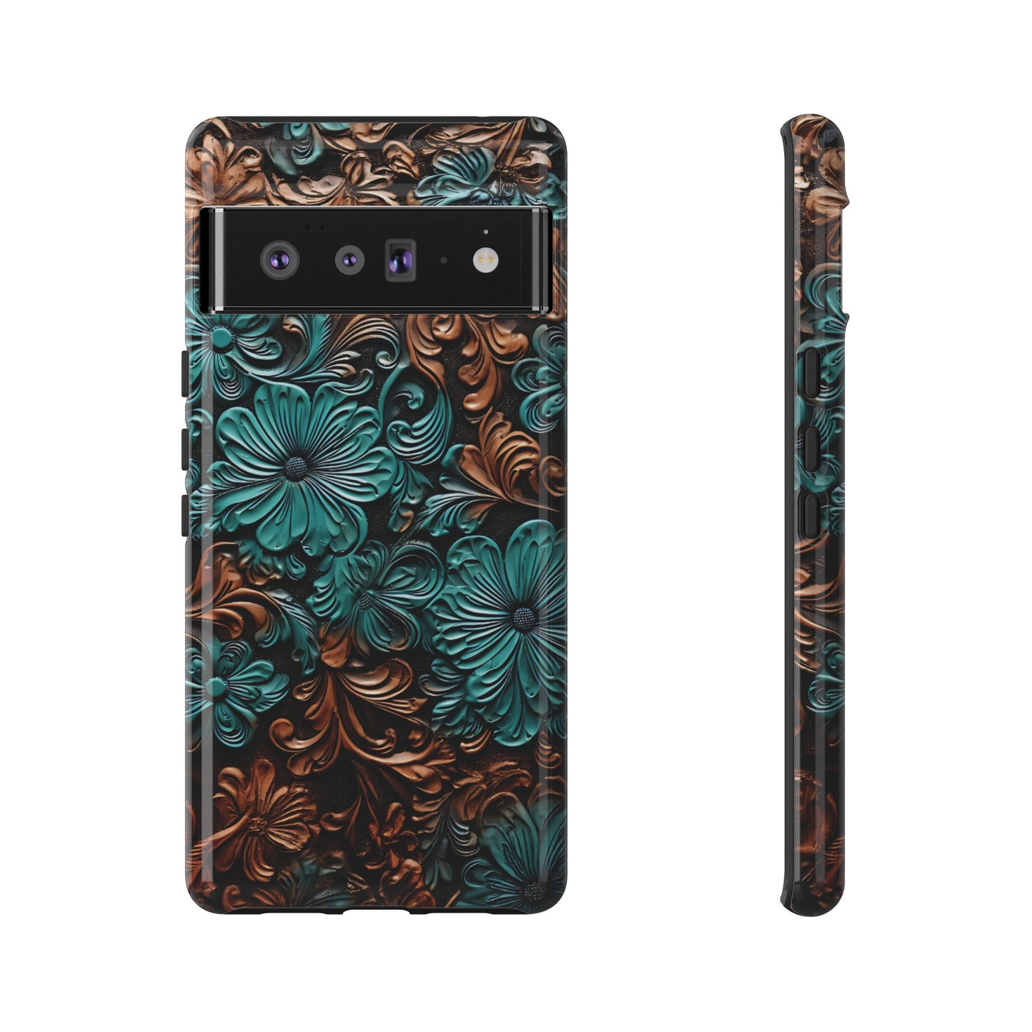 Faux Tooled Floral Tough Case