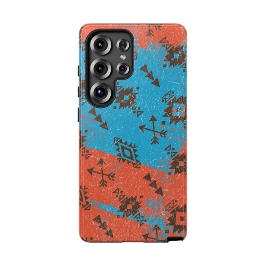 Orange Blue Aztec Grunge Phone Case