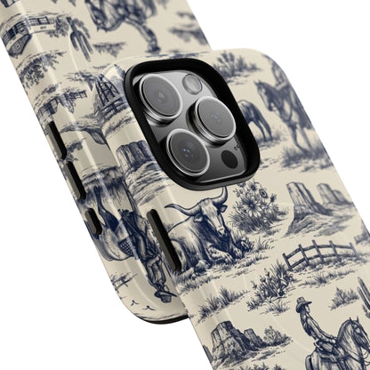Western Toile Navy Magnetic Case