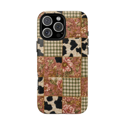 Cowhide Floral Quilt Tough Case