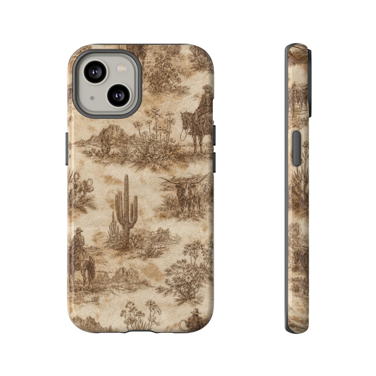 Ivory Cowhide Toile Tough Case