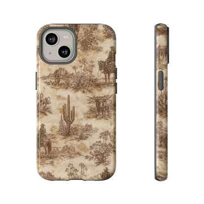 Ivory Cowhide Toile Tough Case