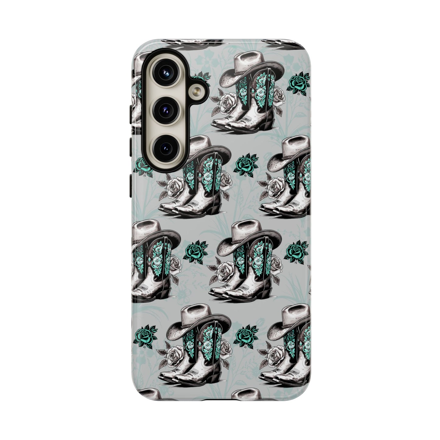 Teal Floral Boots Tough Case