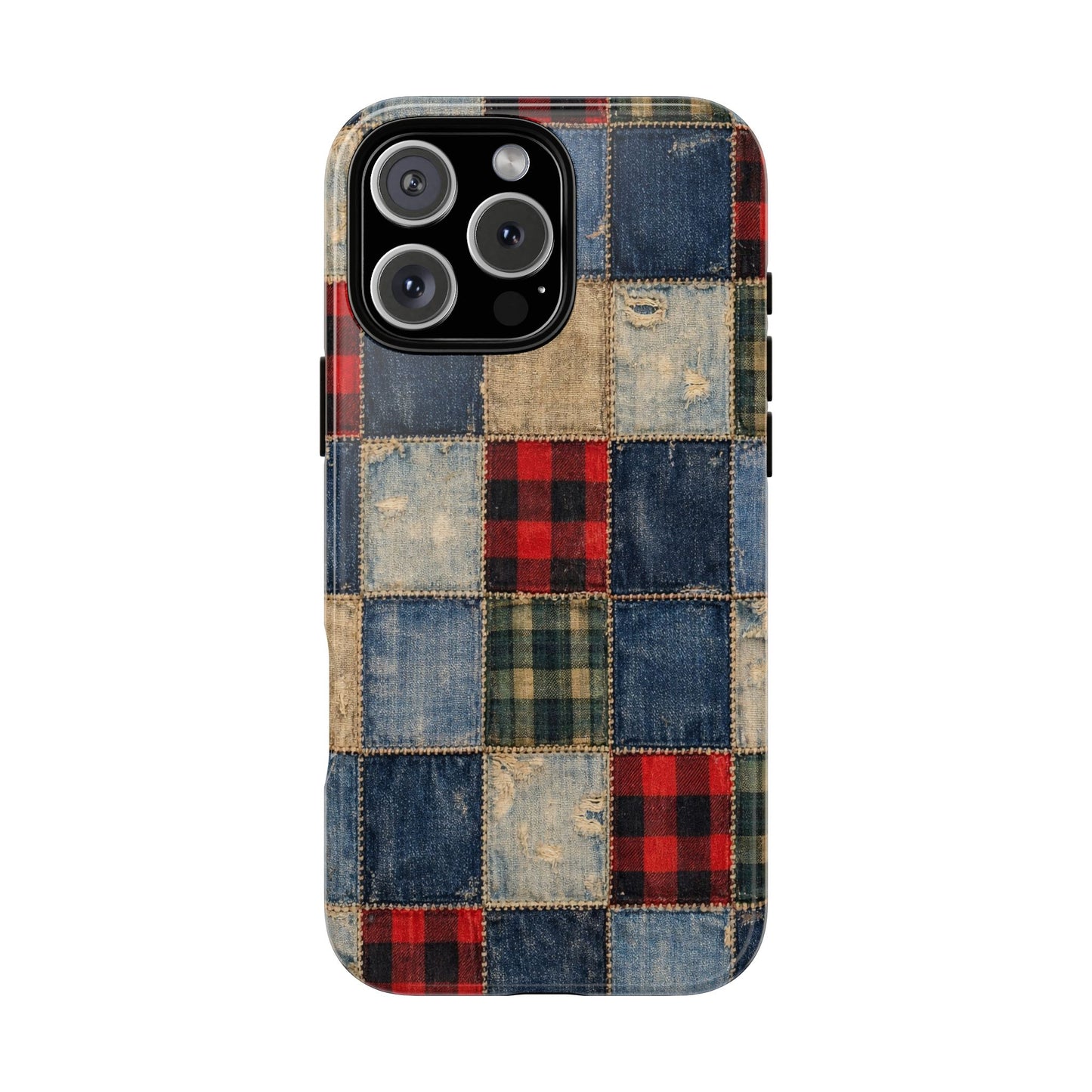 Denim Plaid Patchwork Tough Case