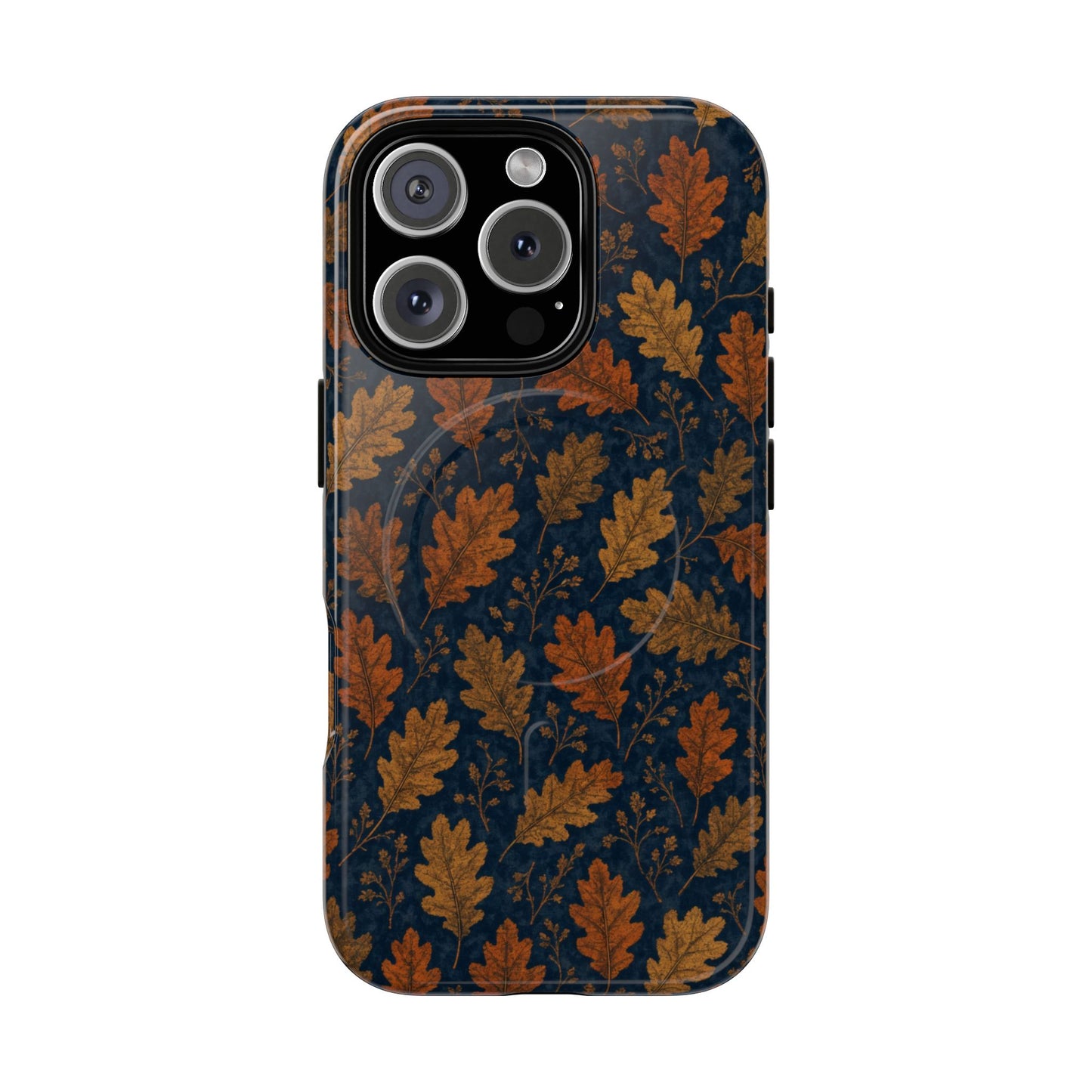 Navy Autumn Leaves Magnetic Case