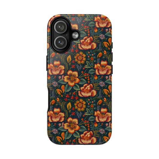 Embroidered Flowers Tough Phone Case