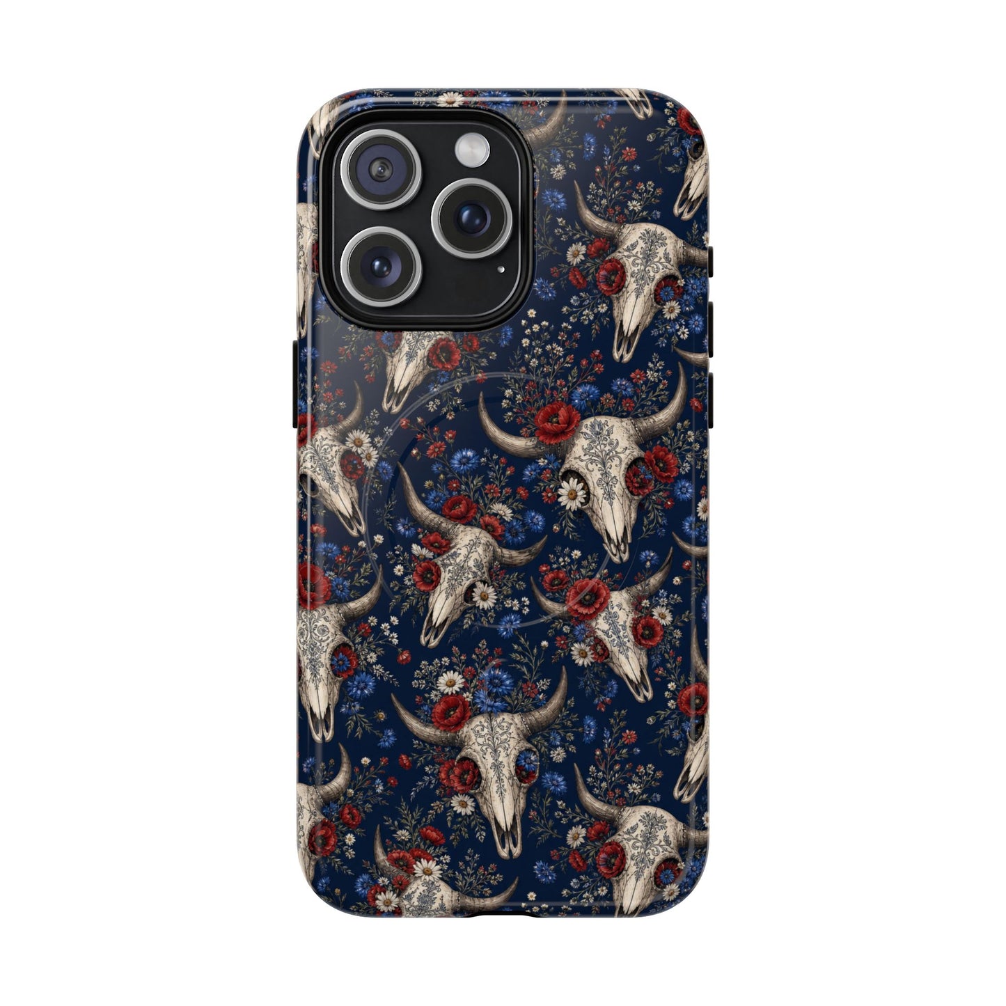 Patriotic Floral Skulls Magnetic Case