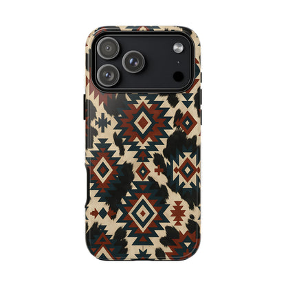 Rust Aztec + Cowhide Tough Phone Case