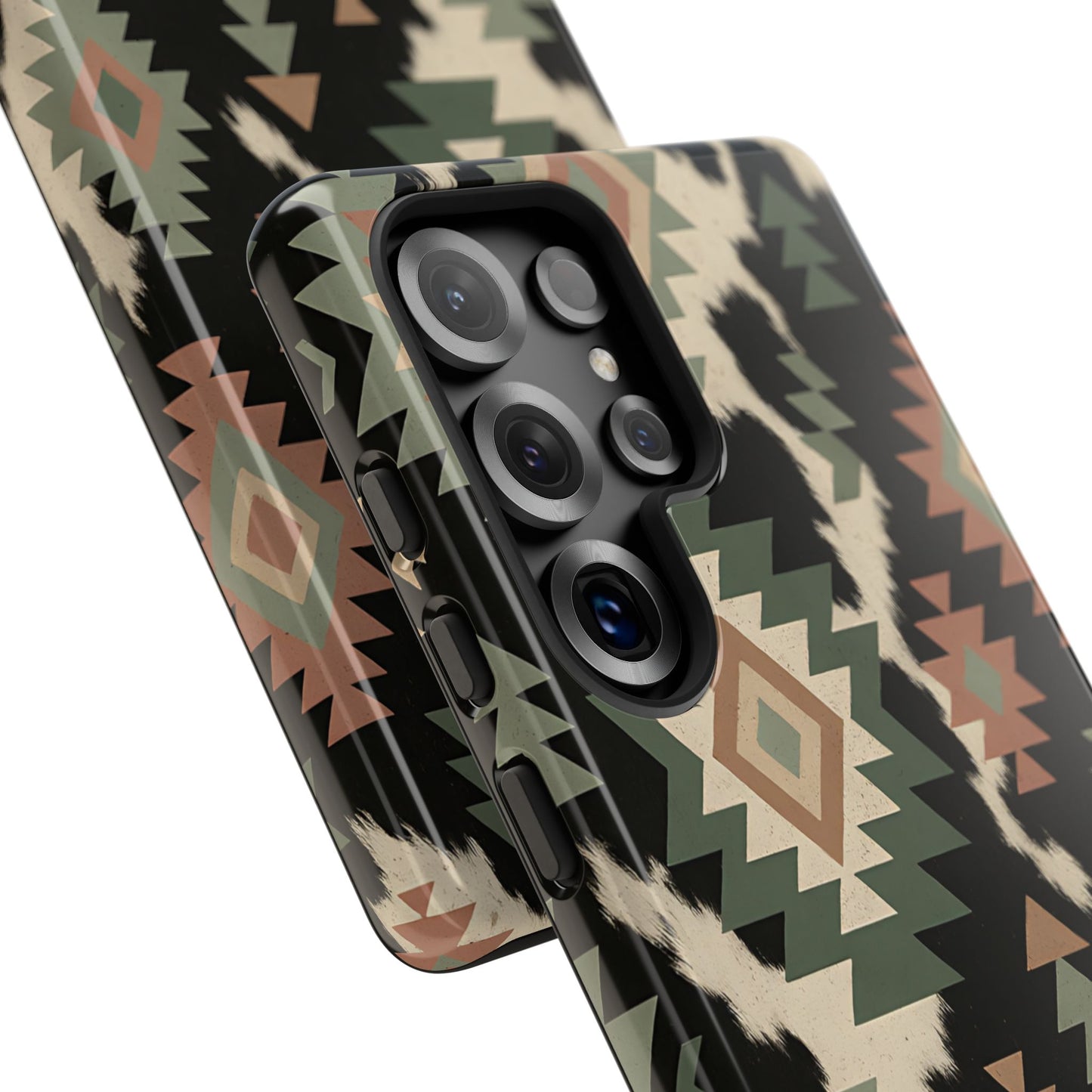 Sage Aztec + Cowhide Tough Phone Case