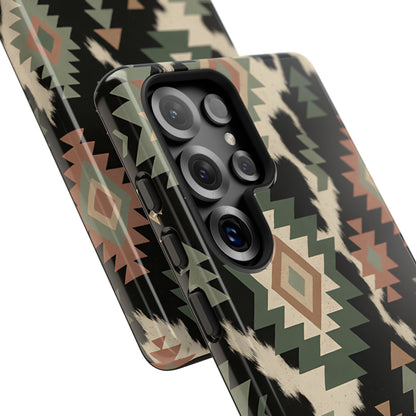 Sage Aztec + Cowhide Tough Phone Case