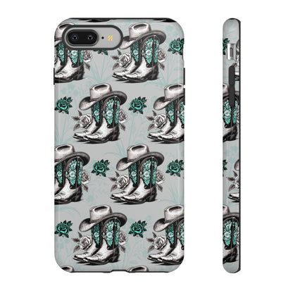 Teal Floral Boots Tough Case