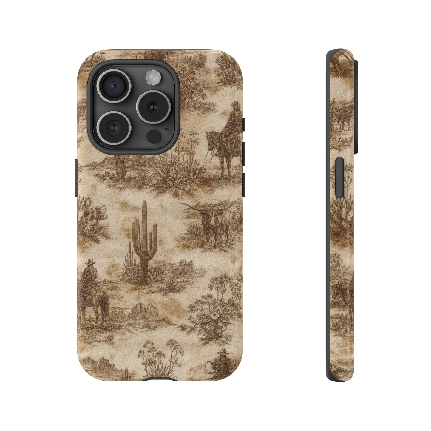 Ivory Cowhide Toile Tough Case