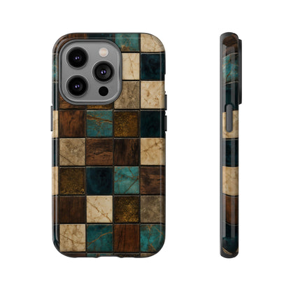 Teal Walnut Tile Tough Case