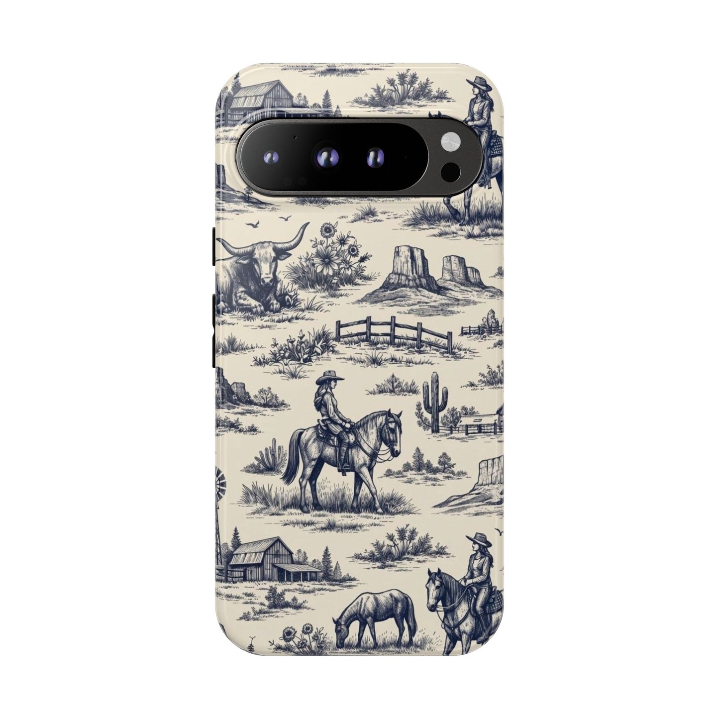 Western Toile Navy Tough Case