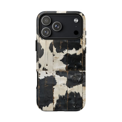 Black Wooden Cowhide Tough Phone Case