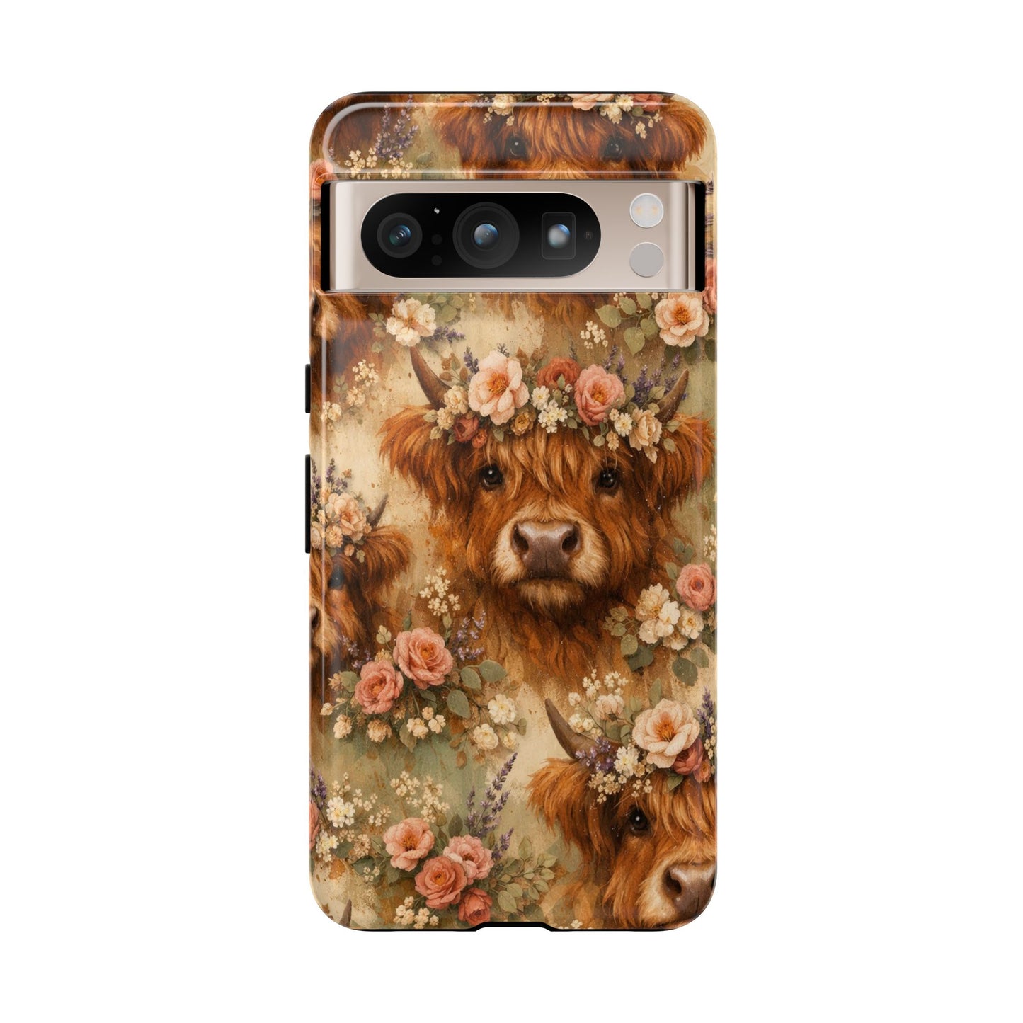 Floral Highland Cow Tough Case