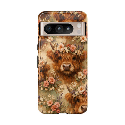 Floral Highland Cow Tough Case