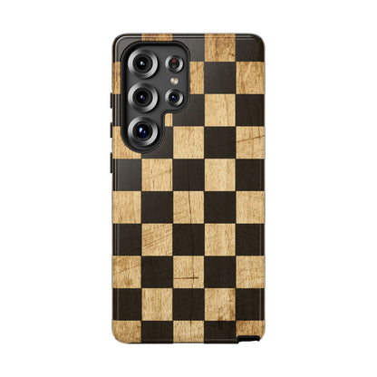 Checkered Rustic Wood Tough Phone Case