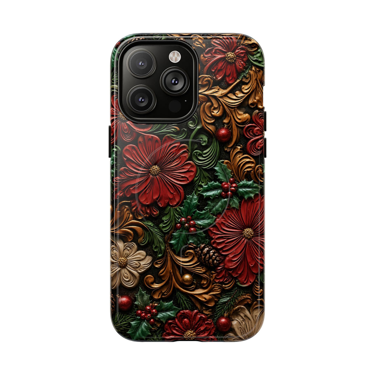 Tooled Christmas Blooms Magnetic Case