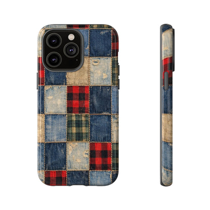 Denim Plaid Patchwork Tough Case