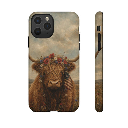 Patriotic Highland Cow Tough Case