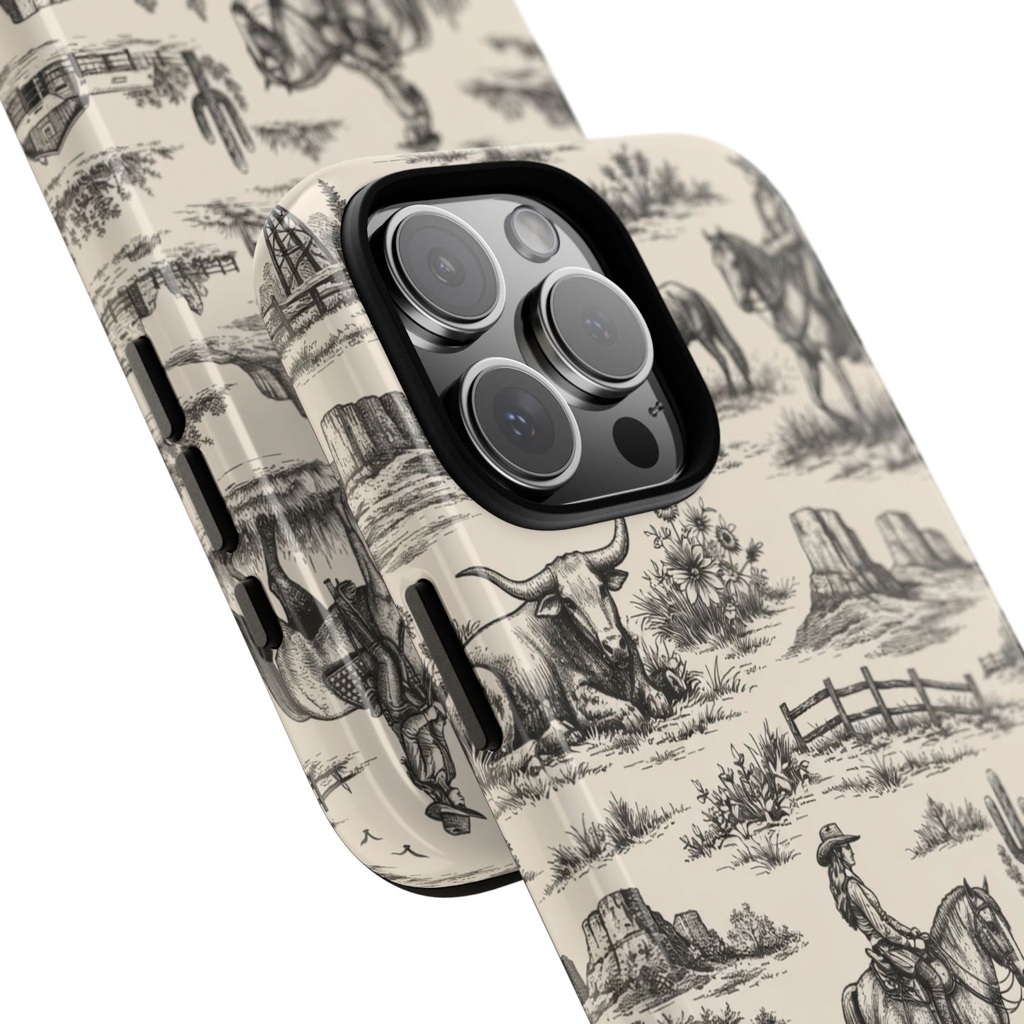 Western Toile Black Tough Case