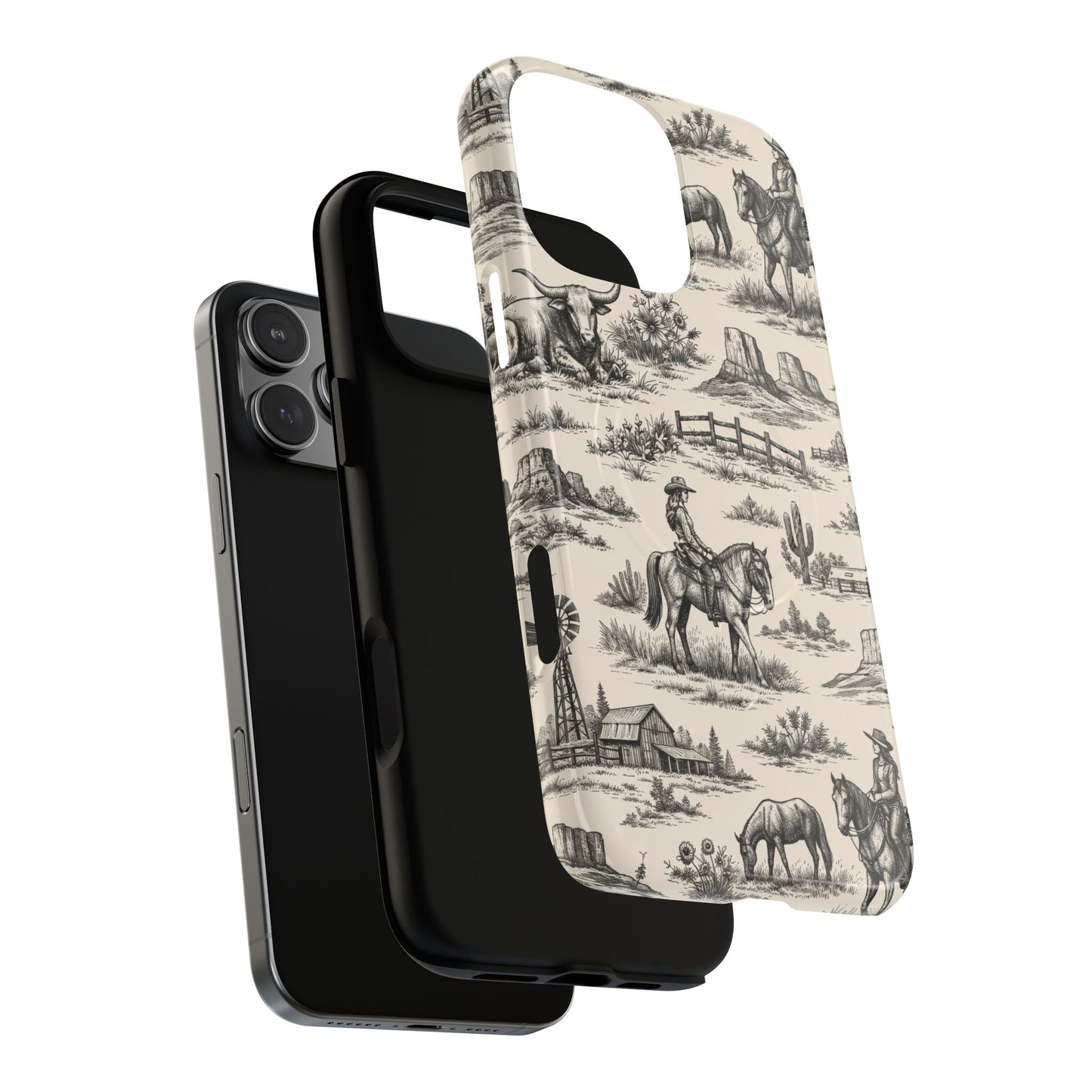 Western Toile Black Magnetic Case