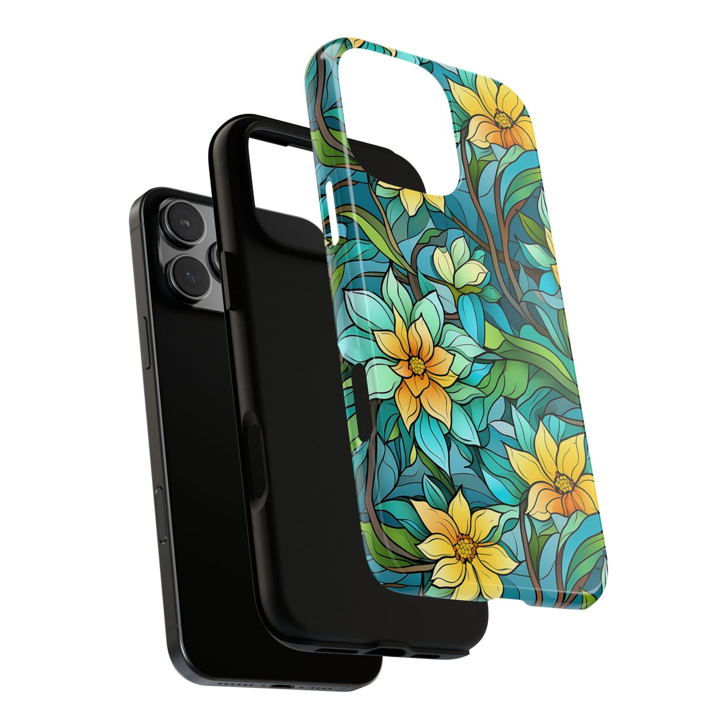 Stained Glass Yellow Flowers Tough Phone Case