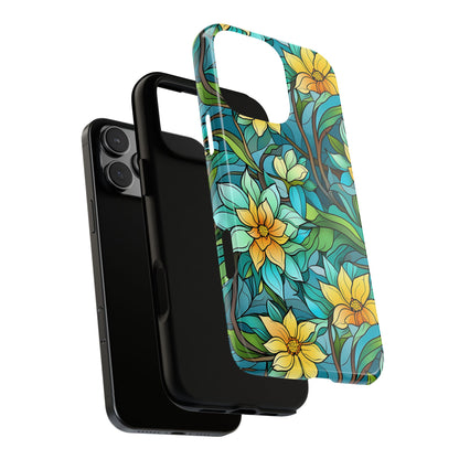 Stained Glass Yellow Flowers Tough Phone Case