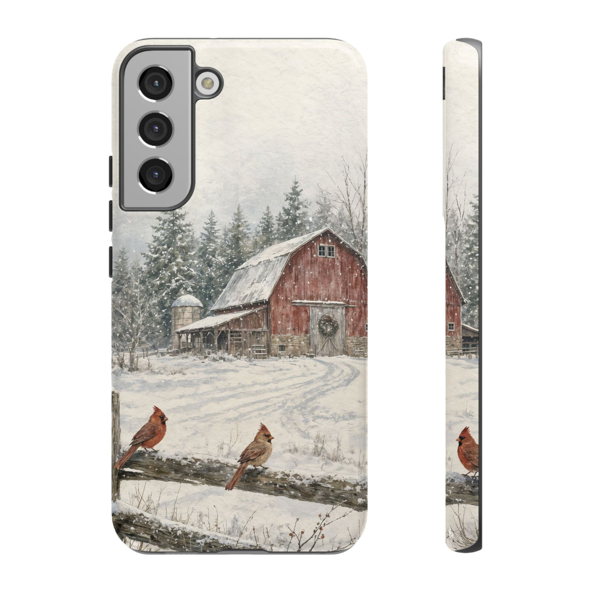 Snowy Red Barn Tough Case