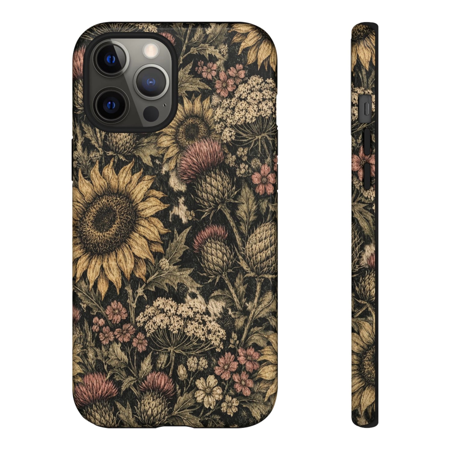 Cowhide Sunflower Thistles Tough Case