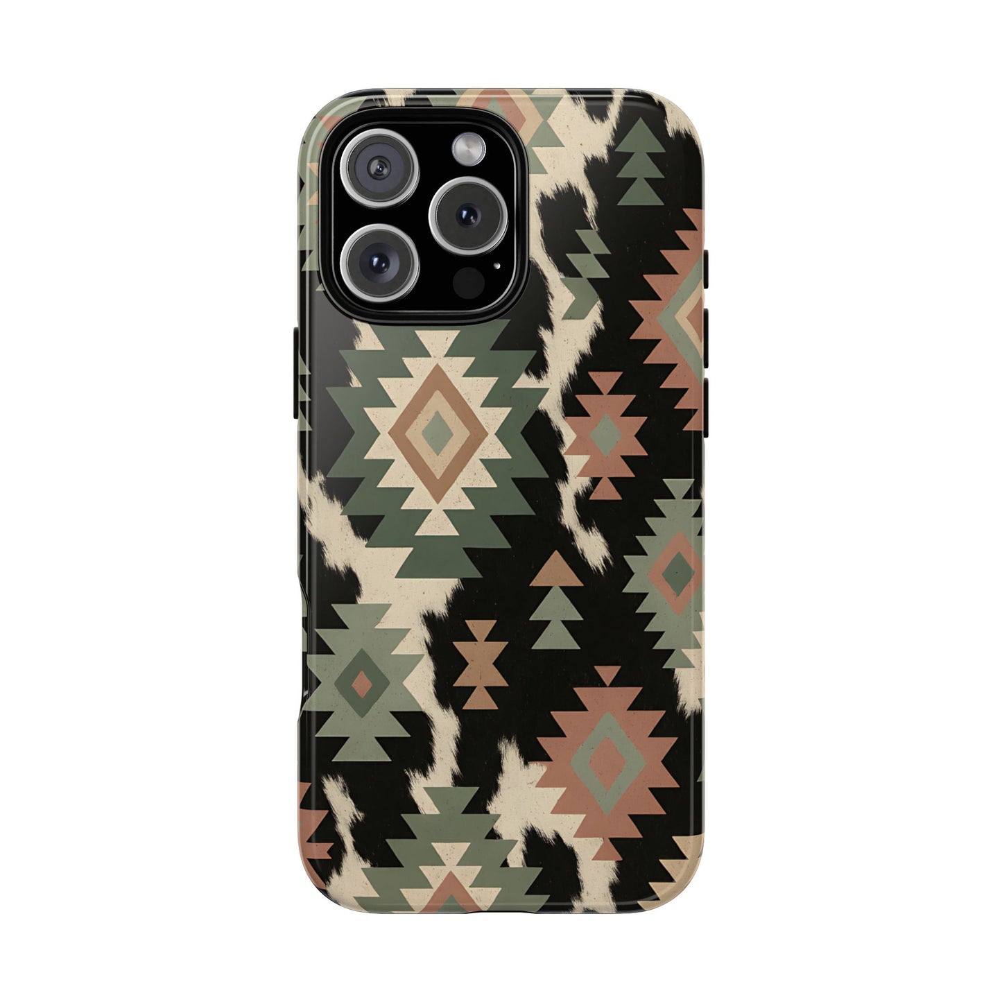 Sage Aztec + Cowhide Tough Phone Case