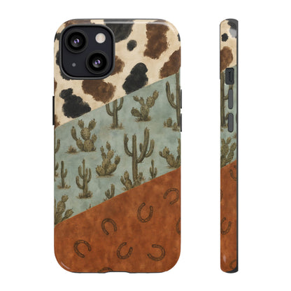 Cowhide Turquoise Cactus Tough Case