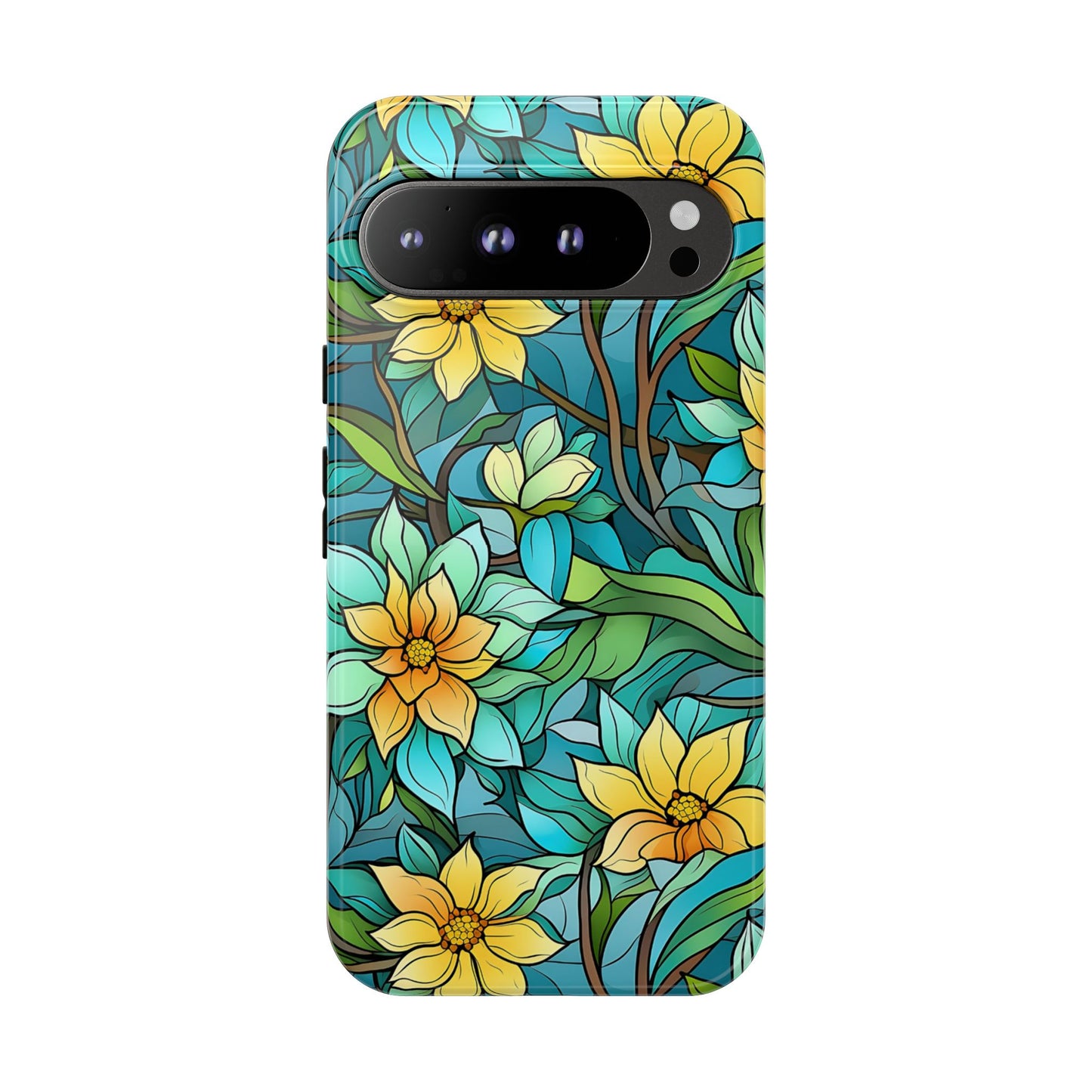 Stained Glass Yellow Flowers Tough Phone Case