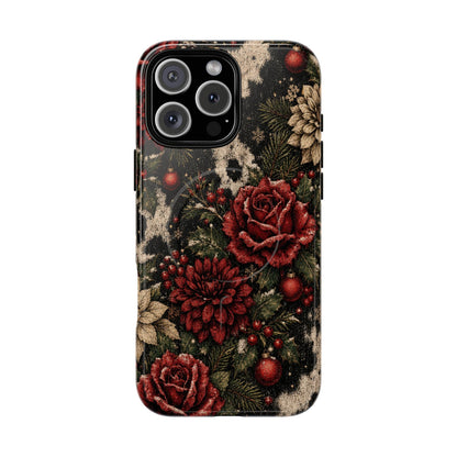 Cowhide Christmas Roses Magnetic Case