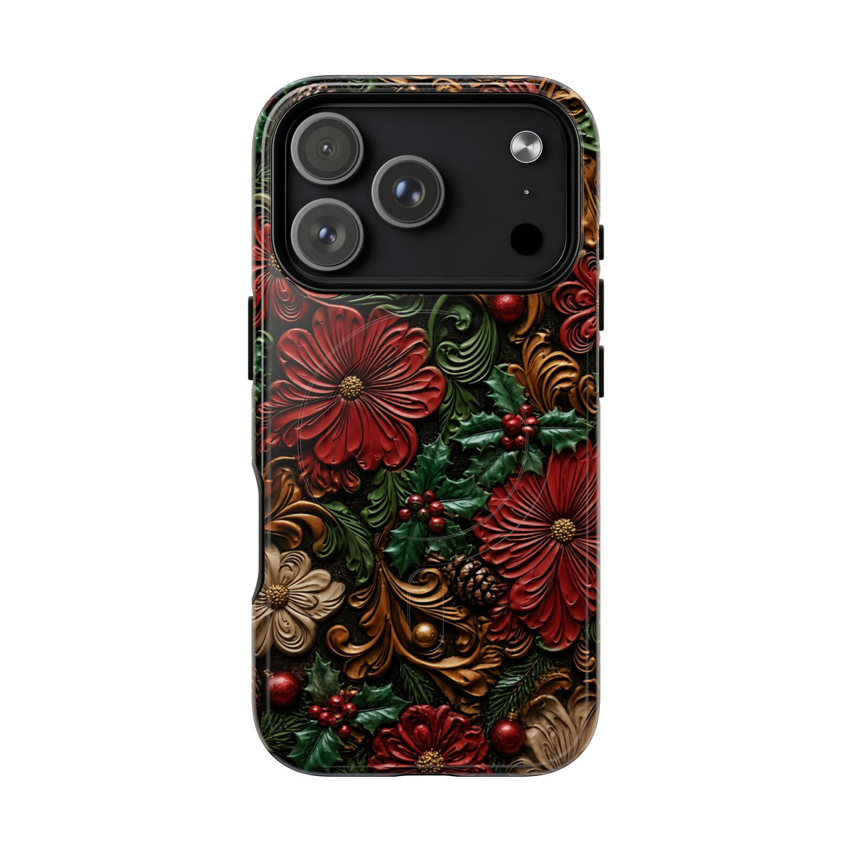 Tooled Christmas Blooms Magnetic Case