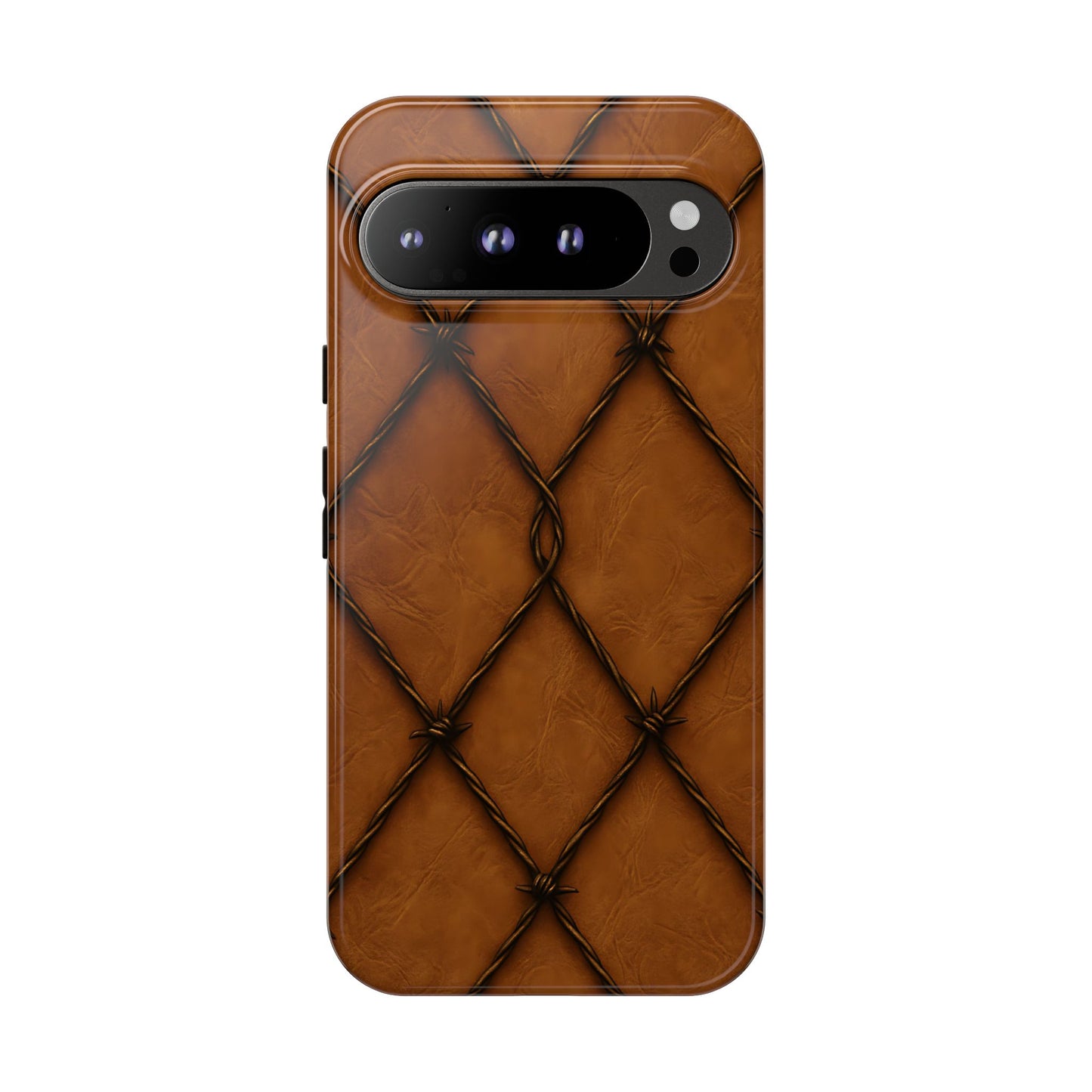 Tan Barbed Wire Grid Tough Phone Case
