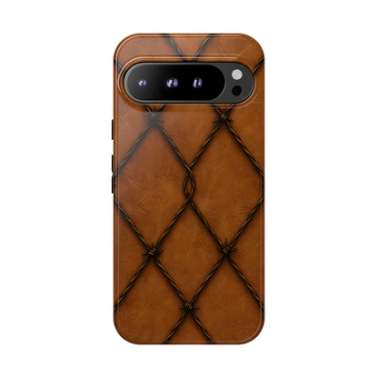 Tan Barbed Wire Grid Tough Phone Case