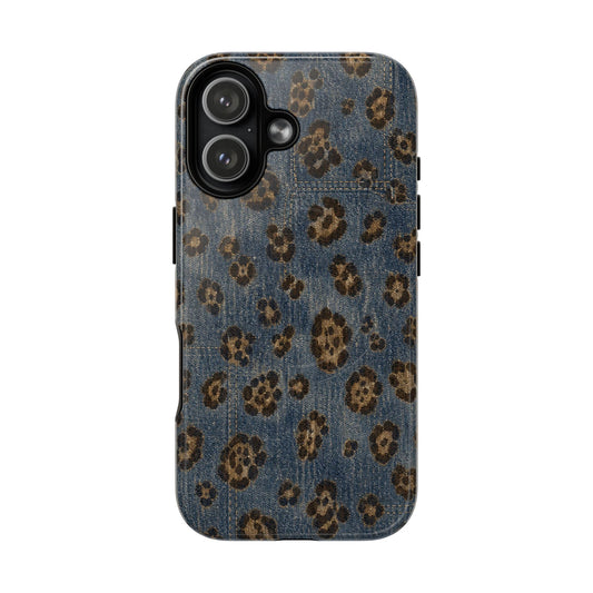 Denim Leopard Magnetic Case