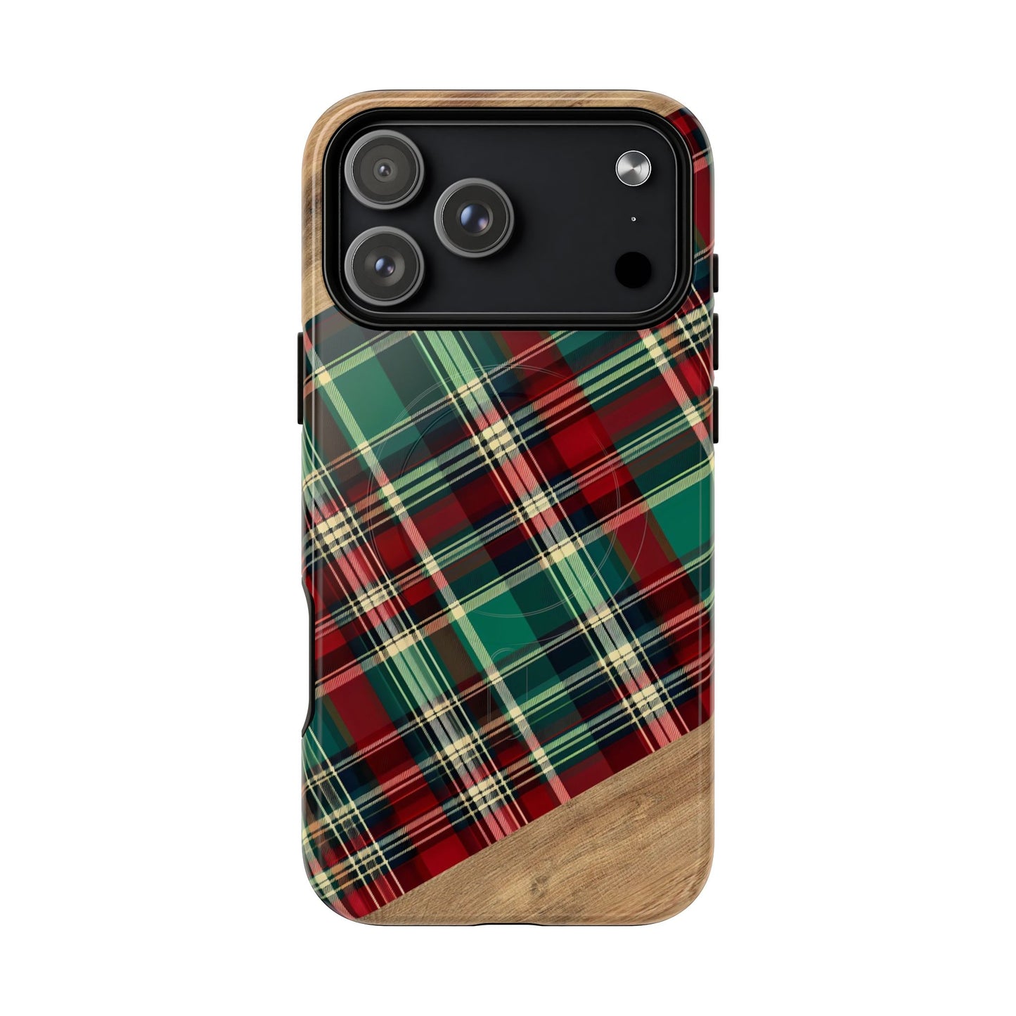 Country Christmas Plaid and Wood Magnetic Case