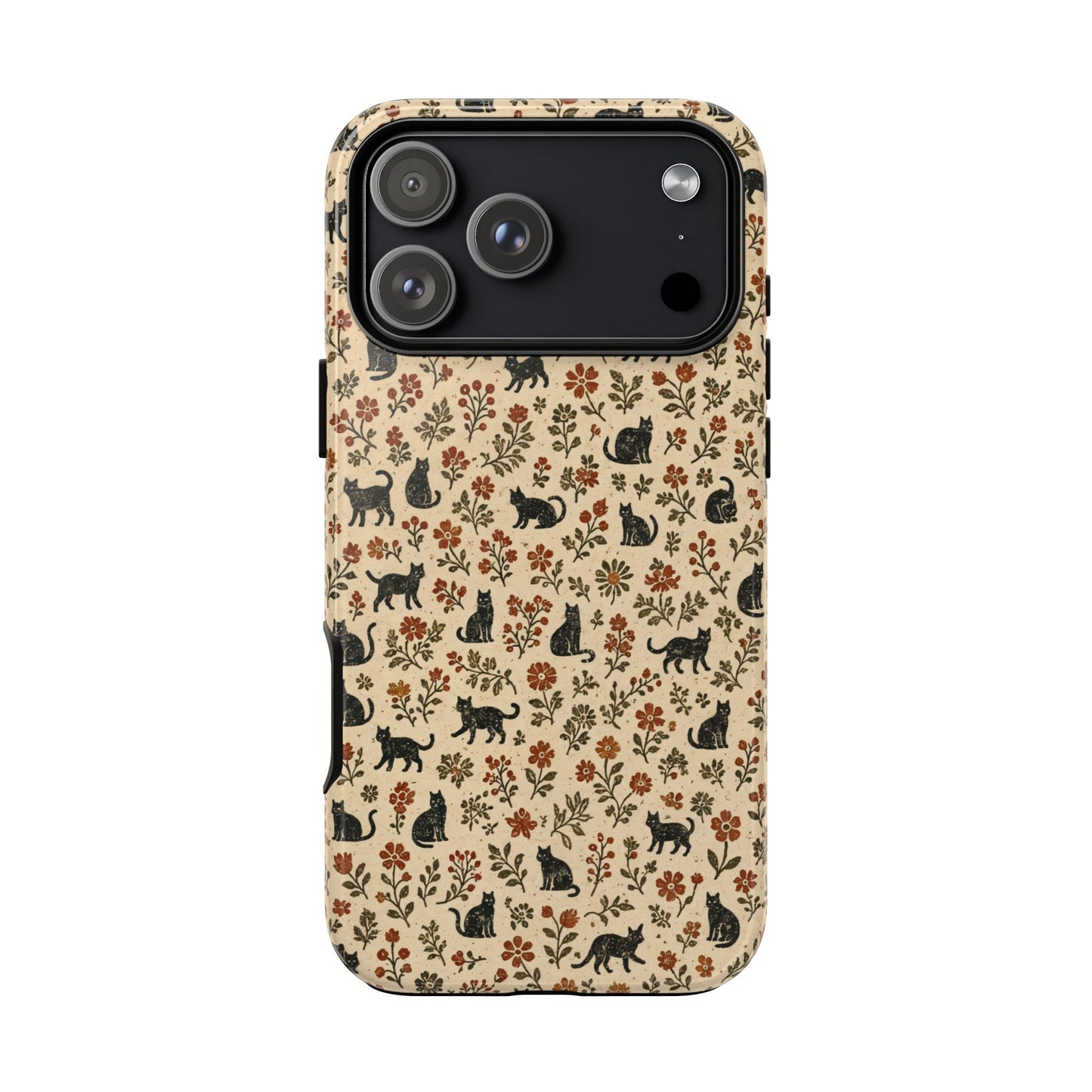 Black Cat Floral Tough Case