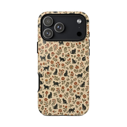 Black Cat Floral Tough Case