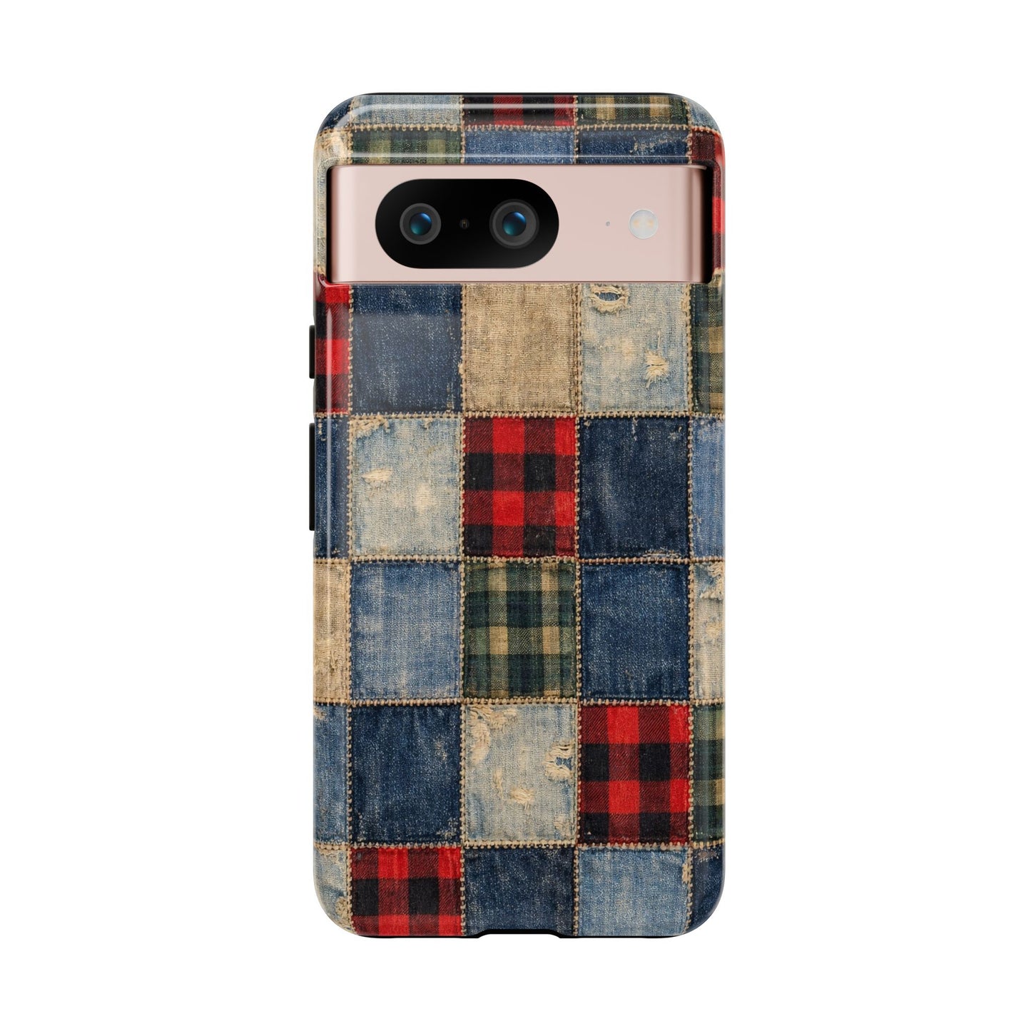Denim Plaid Patchwork Tough Case
