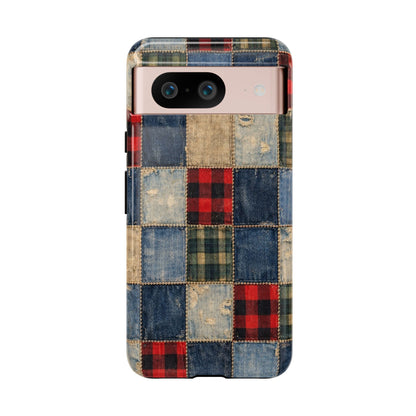 Denim Plaid Patchwork Tough Case