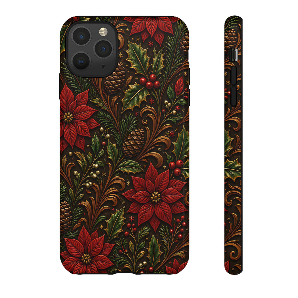 Carved Christmas Holly Tough Case