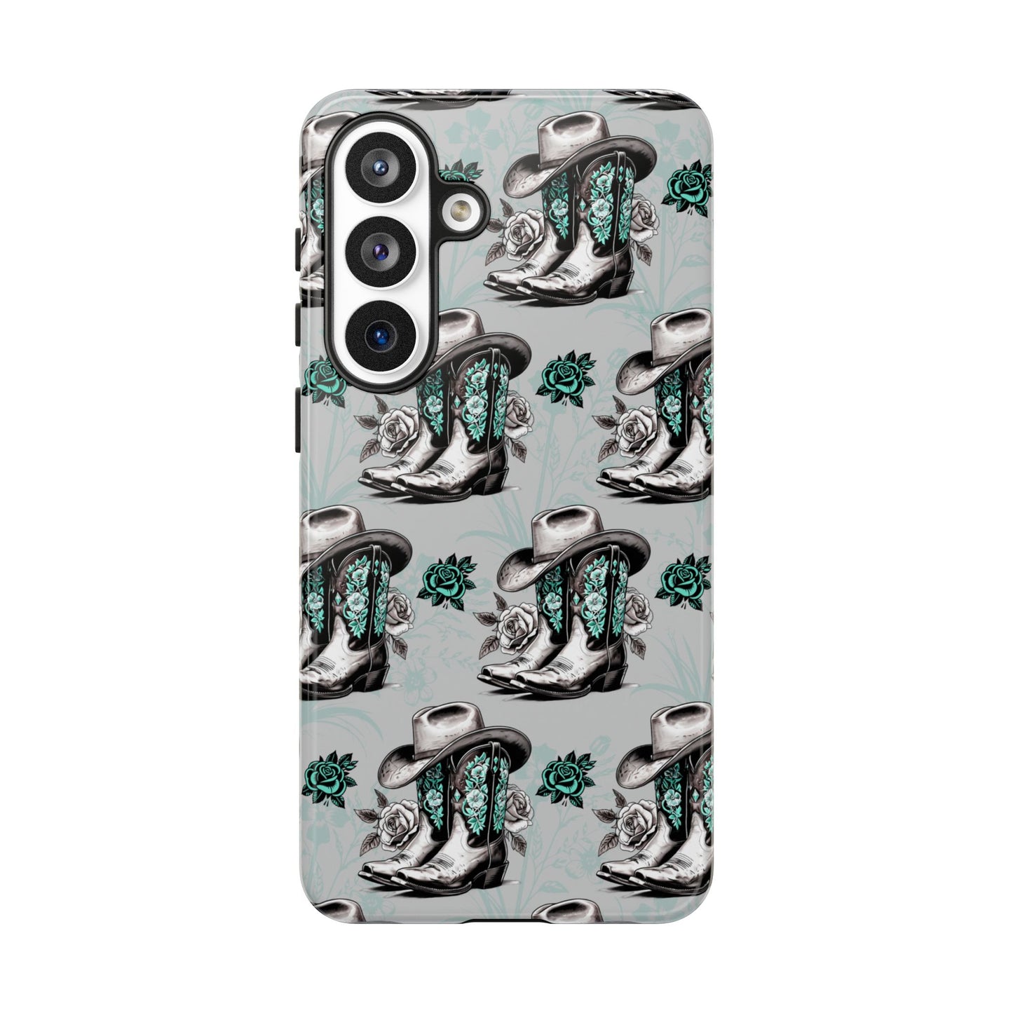 Teal Floral Boots Tough Case