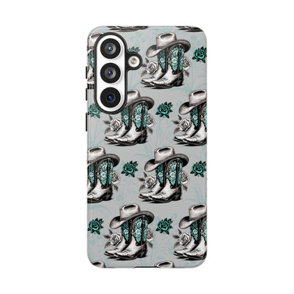 Teal Floral Boots Tough Case