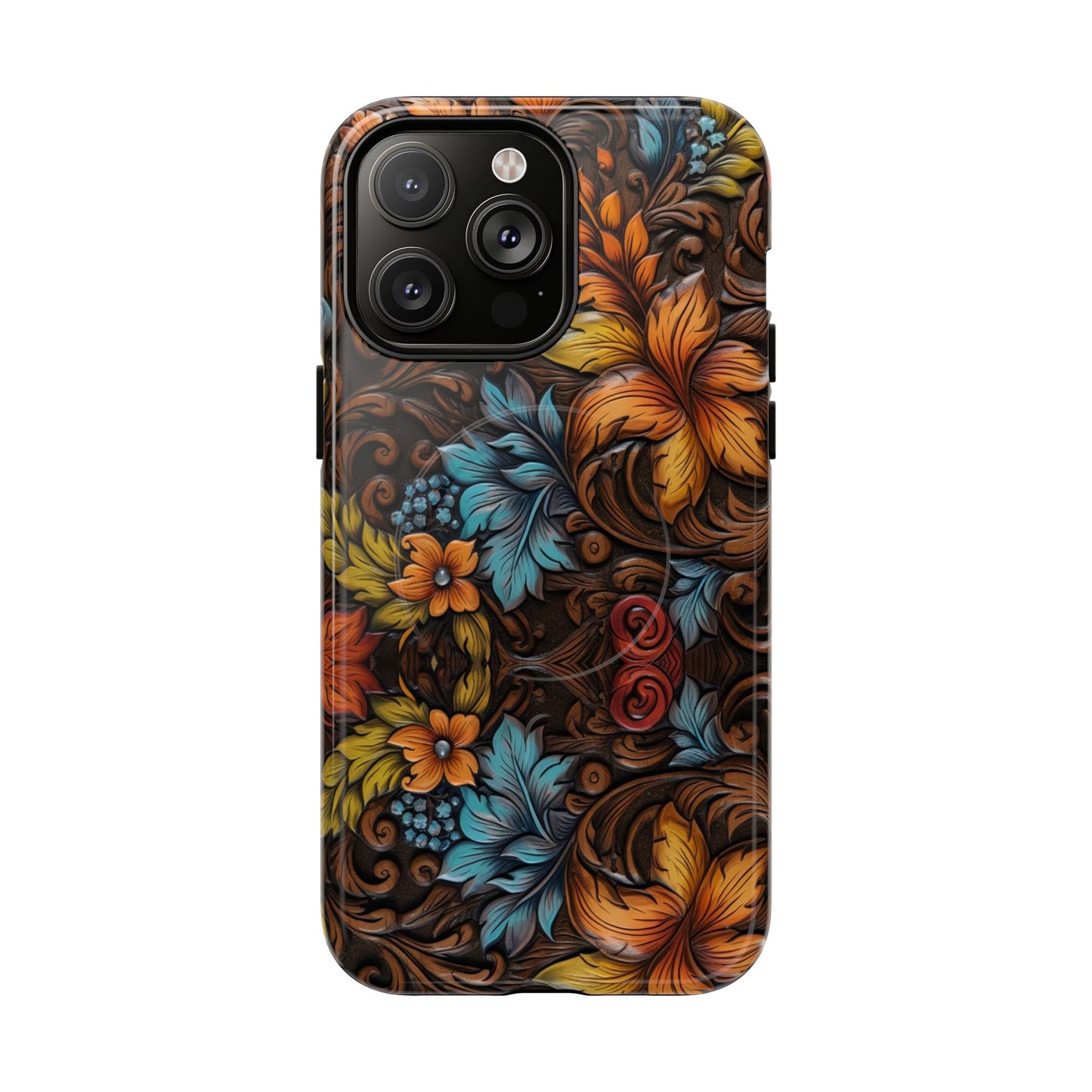 Floral Wood-Print Magnetic Case